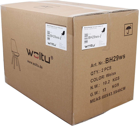 Rootz Set of 2 Dining Chairs - Kitchen Chairs - Comfortable Seating - High-Density Foam - Solid Wood Legs - Floor Protection - 48cm x 42cm x 82cm