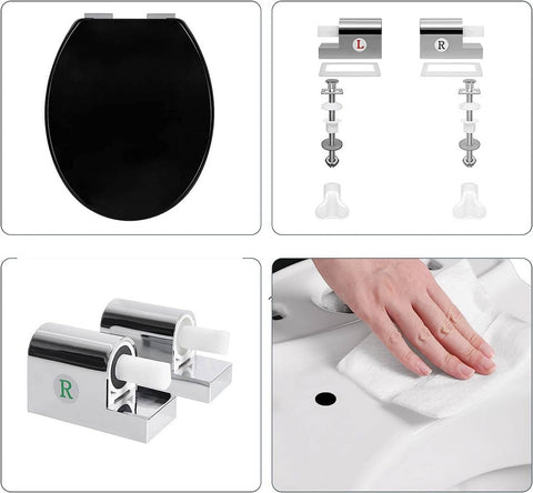 Rootz Duroplast Oval Toilet Seat - Soft-Close - Antibacterial Lid - Easy Cleaning - 45.5cm x 37.1cm - Universal O-Shaped Fit