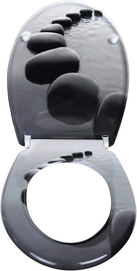 Rootz Toilet Seat Black - Thuroplast Cover - Soft-Close - Easy Clean - 37.1cm x 45.8cm - Stylish Bathroom Addition