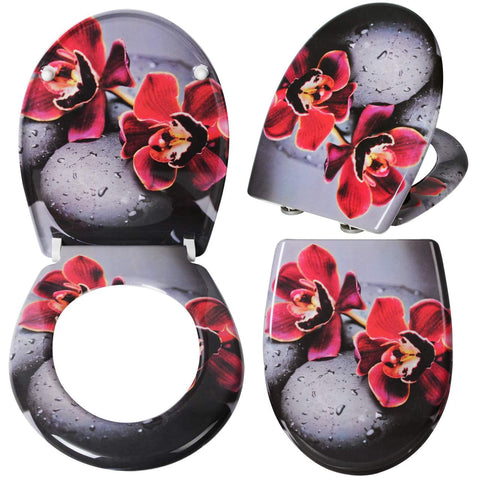 Rootz Toilet Seat with Soft-Close Mechanism - Duroplast - Quick Release Function - Antibacterial - O-Shape - Non-Slip Buffers - 45.5cm x 37.1cm