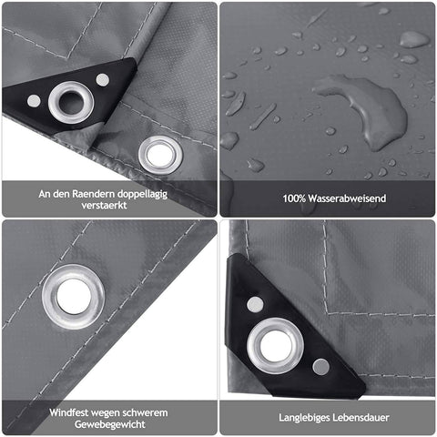 Rootz Ultimate Protective Tarpaulin - Heavy-Duty Cover - Weatherproof Shield - PVC Coated Polyester - UV & Tear Resistant - Easy to Secure - 4m x 6m