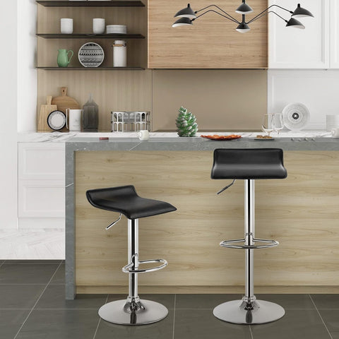 Rootz Designer Bar Stool - Modern Barstool - Adjustable Counter Chair - Comfortable, Durable, Easy Maintenance - Faux Leather - 39cm x 38.5cm, Height 63cm-83cm