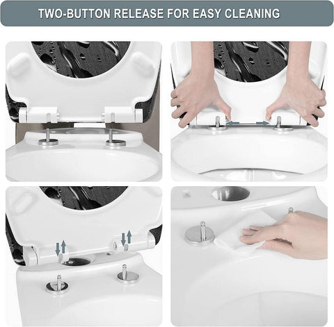 Rootz Duroplast Toilet Seat - Soft-Close - Quick Release Lid - Antibacterial - 45.5cm x 37.1cm - Multicolored