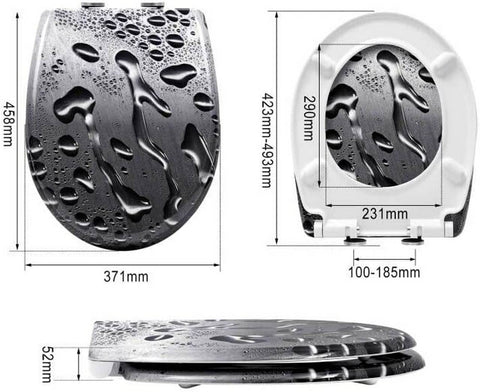 Rootz Duroplast Toilet Seat - Soft-Close - Quick Release Lid - Antibacterial - 45.5cm x 37.1cm - Multicolored
