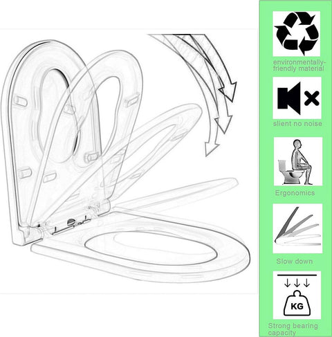 Rootz Soft-close Toilet Seat with Child Seat - High Quality Plastic - Family Friendly - 45.4cm x 37.1cm - 150kg Load Capacity