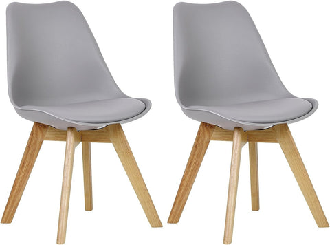 Rootz Set of 2 Dining Chairs - Comfortable Seating - Stylish Furniture - Ergonomic Design - High-Density Foam - Solid Wood Legs - 48cm x 42cm x 82cm