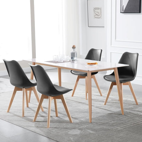 Rootz Set of 2 Dining Chairs - Comfortable Seating - Stylish Furniture - Ergonomic Design - High-Density Foam - Solid Wood Legs - 48cm x 42cm x 82cm