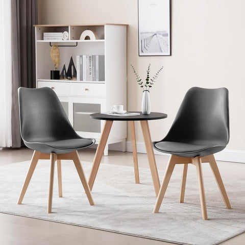 Rootz Set of 2 Dining Chairs - Comfortable Seating - Stylish Furniture - Ergonomic Design - High-Density Foam - Solid Wood Legs - 48cm x 42cm x 82cm