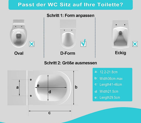 Rootz Soft Close Toilet Lid - D Shape Bathroom Seat - Quick Release Function - Antibacterial Protection - 41-46cm x 36cm - White