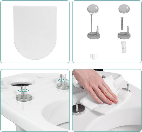 Rootz Soft Close Toilet Lid - D Shape Bathroom Seat - Quick Release Function - Antibacterial Protection - 41-46cm x 36cm - White