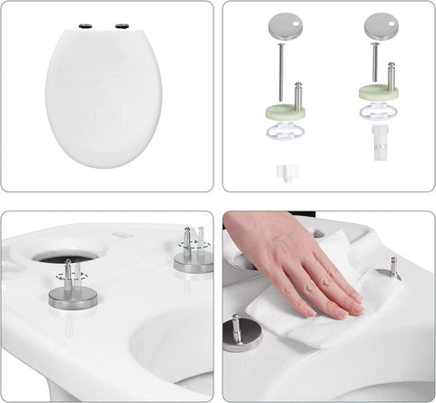 Rootz Automatic Soft-Close Toilet Seat - Slow-Closing Lid - Quiet Hinges - Hygienic Plastic - 37.6cm x 45.1cm White
