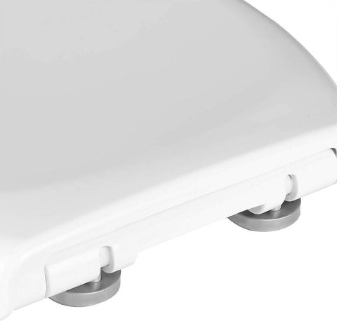 Rootz Automatic Soft-Close Toilet Seat - Slow-Closing Lid - Quiet Hinges - Hygienic Plastic - 37.6cm x 45.1cm White