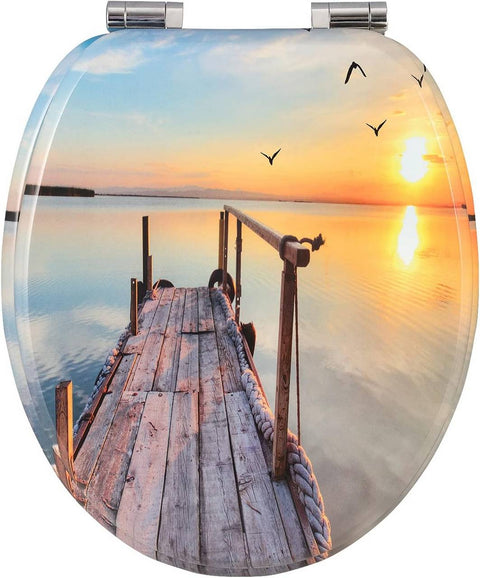 Rootz Soft-Close Toilet Seat - Antibacterial & Water-Resistant - O-Shaped Standard - Anti-Slip Buffers - 37.8cm x 43.8cm - MDF