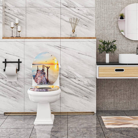 Rootz Soft-Close Toilet Seat - Antibacterial & Water-Resistant - O-Shaped Standard - Anti-Slip Buffers - 37.8cm x 43.8cm - MDF