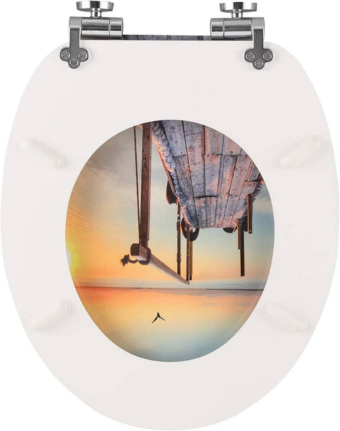 Rootz Soft-Close Toilet Seat - Antibacterial & Water-Resistant - O-Shaped Standard - Anti-Slip Buffers - 37.8cm x 43.8cm - MDF