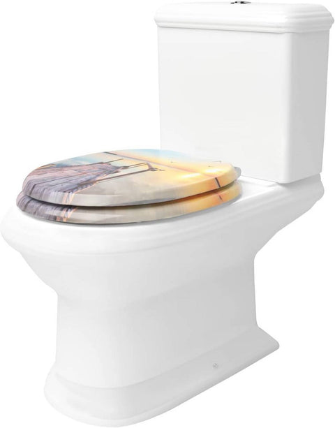 Rootz Soft-Close Toilet Seat - Antibacterial & Water-Resistant - O-Shaped Standard - Anti-Slip Buffers - 37.8cm x 43.8cm - MDF