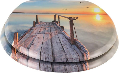 Rootz Soft-Close Toilet Seat - Antibacterial & Water-Resistant - O-Shaped Standard - Anti-Slip Buffers - 37.8cm x 43.8cm - MDF