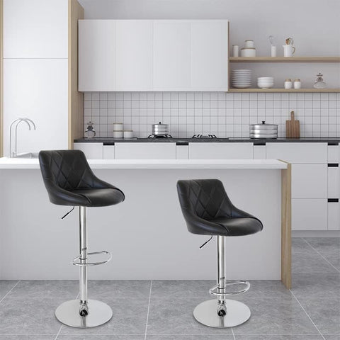 Rootz Adjustable Swivel Bar Stool - Counter Stool - Rotating Chair - Comfortable Faux Leather - Easy Height Adjustment - Sturdy Chrome Base - 84-106cm x 35cm x 38cm