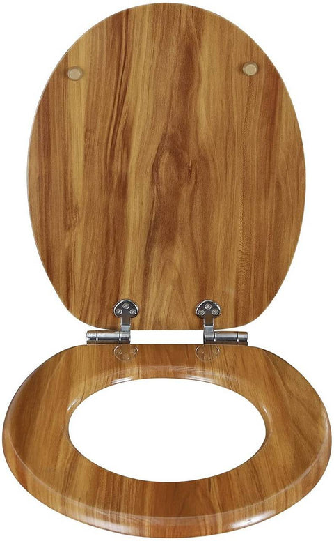 Rootz Soft-Close Toilet Seat - Antibacterial - Water-Repellent - Universal O-Shaped - 37.8cm x 43.8cm - MDF - Zinc Alloy - Stainless Steel