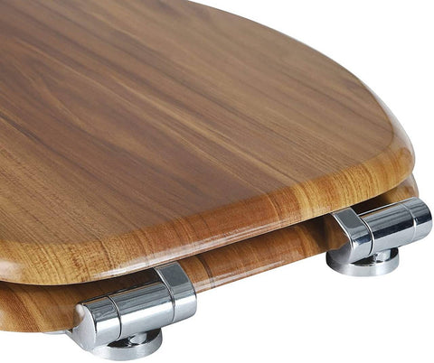 Rootz Soft-Close Toilet Seat - Antibacterial - Water-Repellent - Universal O-Shaped - 37.8cm x 43.8cm - MDF - Zinc Alloy - Stainless Steel