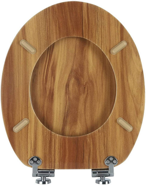 Rootz Soft-Close Toilet Seat - Antibacterial - Water-Repellent - Universal O-Shaped - 37.8cm x 43.8cm - MDF - Zinc Alloy - Stainless Steel