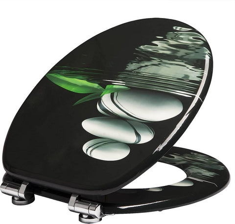 Rootz Elegance II Toilet Seat - Soft-Close Seat - Antibacterial Seat - Universal Fit - Easy Installation - MDF, Zinc Alloy, Stainless Steel - 37.8cm x 43.8cm