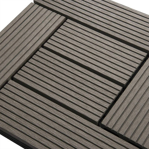 Rootz WPC Click Tiles - Interlocking Flooring - Decking Tiles - Durable, Easy Installation, Low Maintenance - 30cm x 30cm x 1.8cm