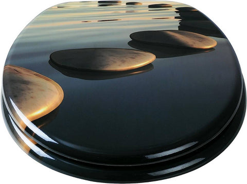 Rootz Premium Soft-Close Toilet Seat - Antibacterial Toilet Lid - High-Durability Seat - Soft-Closing, High Load Capacity, Easy to Clean - MDF, Zinc Alloy, Stainless Steel - 37.8cm x 43.8cm