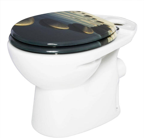 Rootz Premium Soft-Close Toilet Seat - Antibacterial Toilet Lid - High-Durability Seat - Soft-Closing, High Load Capacity, Easy to Clean - MDF, Zinc Alloy, Stainless Steel - 37.8cm x 43.8cm