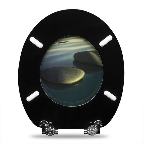 Rootz Premium Soft-Close Toilet Seat - Antibacterial Toilet Lid - High-Durability Seat - Soft-Closing, High Load Capacity, Easy to Clean - MDF, Zinc Alloy, Stainless Steel - 37.8cm x 43.8cm