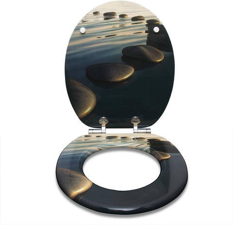 Rootz Premium Soft-Close Toilet Seat - Antibacterial Toilet Lid - High-Durability Seat - Soft-Closing, High Load Capacity, Easy to Clean - MDF, Zinc Alloy, Stainless Steel - 37.8cm x 43.8cm