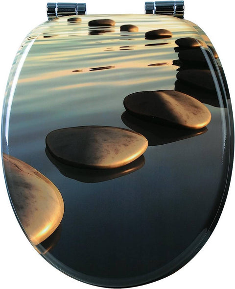 Rootz Premium Soft-Close Toilet Seat - Antibacterial Toilet Lid - High-Durability Seat - Soft-Closing, High Load Capacity, Easy to Clean - MDF, Zinc Alloy, Stainless Steel - 37.8cm x 43.8cm