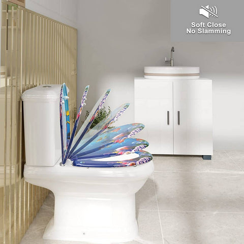 Rootz Deluxe Duroplast Toilet Seat - Soft-Close Seat - Quick Release Toilet Lid - Antibacterial - Easy Cleaning - Non-Slip - 45.5cm x 37.1cm