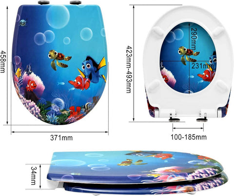 Rootz Deluxe Duroplast Toilet Seat - Soft-Close Seat - Quick Release Toilet Lid - Antibacterial - Easy Cleaning - Non-Slip - 45.5cm x 37.1cm