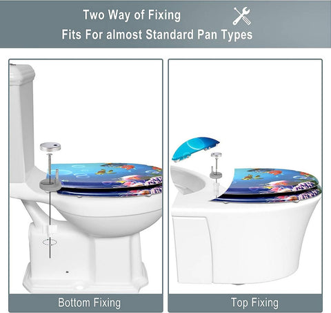 Rootz Deluxe Duroplast Toilet Seat - Soft-Close Seat - Quick Release Toilet Lid - Antibacterial - Easy Cleaning - Non-Slip - 45.5cm x 37.1cm