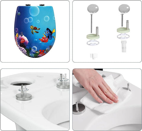 Rootz Deluxe Duroplast Toiletbril - Soft-Close Seat - Quick Release Toiletdeksel - Antibacterieel - Gemakkelijk schoon te maken - Antislip - 45,5 cm x 37,1 cm