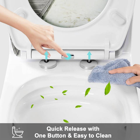 Rootz Duroplast O-Shaped Toilet Seat - Soft Close Mechanism - Wear-Resistant - Antibacterial - 37 x 47.5cm - Sea Motif - 175kg Capacity