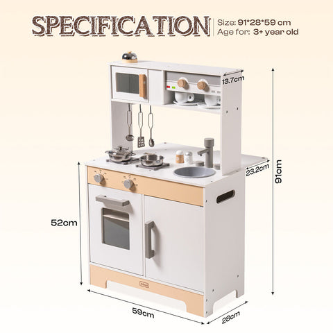 Rootz Pretend Toddlers Kitchen Toy - Play Kitchen - Kids Cooking Set - Imaginative Play - Customizable Design - Chalkboard Feature - 76 x 38 x 89 cm - Solid Wood