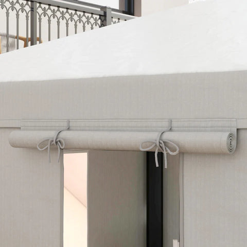 Rootz Gazebo - Replacement Canopy - Side Panels - Weather Resistant - Zippered Doors - PE Fabric - White - 360 X 300 X 270cm