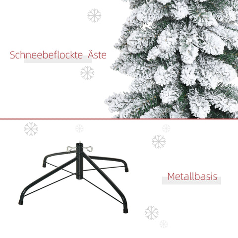 Rootz Artificial Snowy Christmas Tree - Slim Xmas Tree - Fireproof Pine - Realistic Look, Space-Saving, 180cm, Green/White, 46x46x180cm