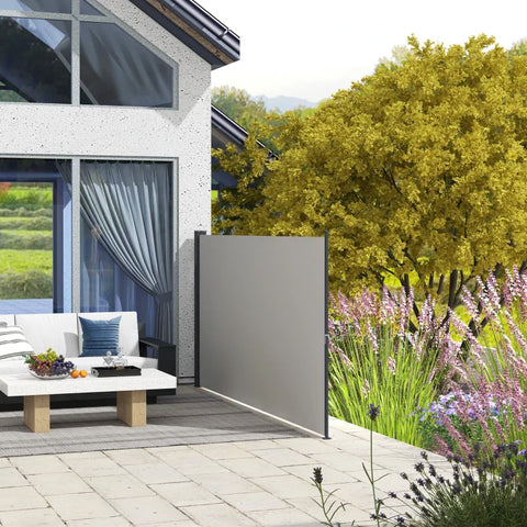 Rootz Side Awning - Side Blind - Extendable - Expansion screws - Privacy Screen - Aluminum - Polyester - Light Grey - 300L x 100H cm