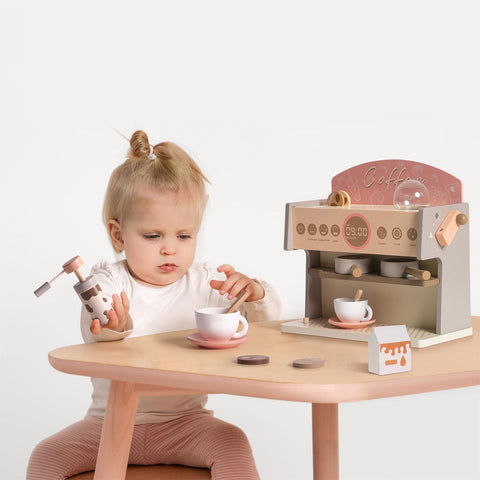 Rootz Wooden Espresso Machine Playset - Kids Coffee Maker - Educational Toy - Enhances Creativity - Improves Motor Skills - Safe and Durable - 25 x 18 x 13 cm