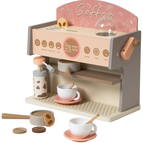 Rootz Wooden Espresso Machine Playset - Kids Coffee Maker - Educational Toy - Enhances Creativity - Improves Motor Skills - Safe and Durable - 25 x 18 x 13 cm