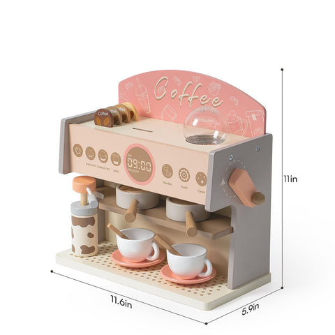 Rootz Wooden Espresso Machine Playset - Kids Coffee Maker - Educational Toy - Enhances Creativity - Improves Motor Skills - Safe and Durable - 25 x 18 x 13 cm