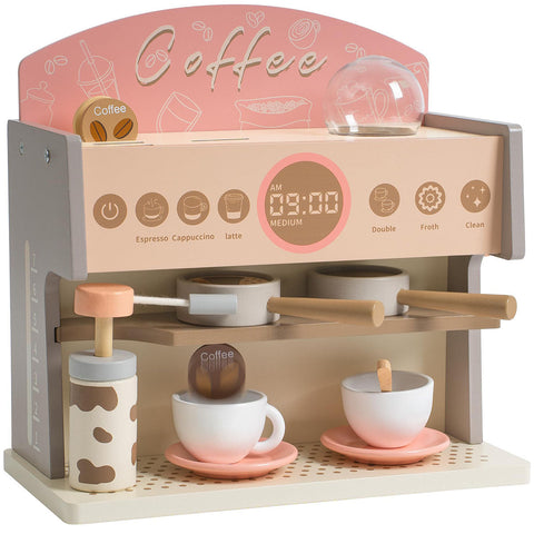 Rootz Wooden Espresso Machine Playset - Kids Coffee Maker - Educational Toy - Enhances Creativity - Improves Motor Skills - Safe and Durable - 25 x 18 x 13 cm