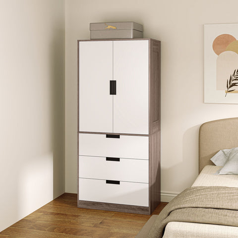 Rootz 2 Door Wardrobe - Modern Cabinet - Bedroom Storage - Durable & Spacious - 80cm x 50cm x 180cm