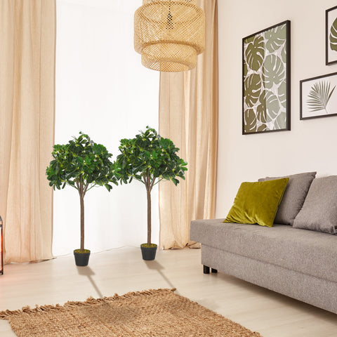Rootz Set of 2 Artificial Laurel Tree - Faux Trees - Indoor Outdoor Greenery - No Maintenance Needed - 120cm x 16cm