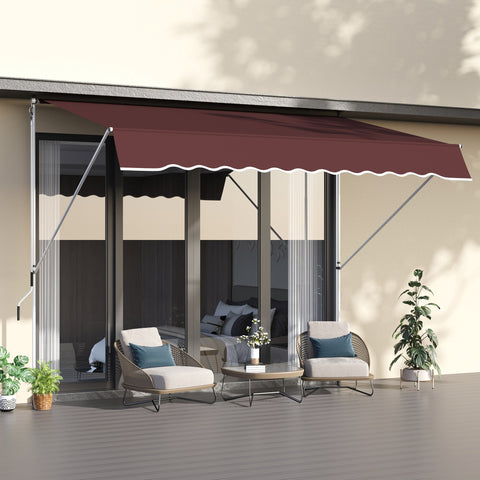 Rootz Manual Extendable Awning - Telescopic Cover - Adjustable Sun Shade - UV-Resistant Bordeaux - Easy Installation - 300cm x 150cm x 170-280cm