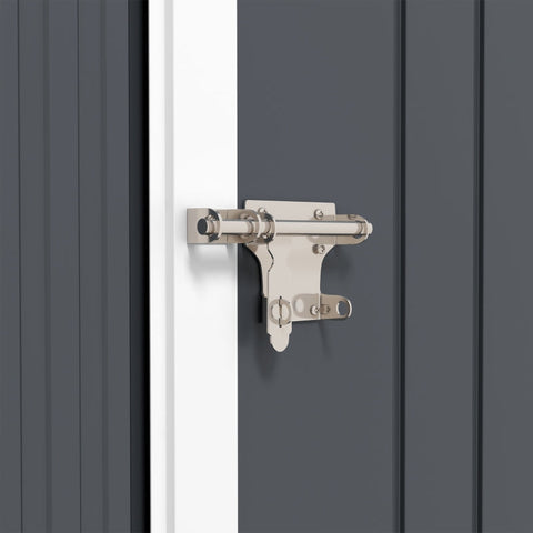 Rootz Garden Shed - Metal Tool Shed - Double Door - Window - Equipment Cabinet - Bicycle Garage - Galvanized Steel - Polypropylene - Gray - 259L x 172W x 222H cm