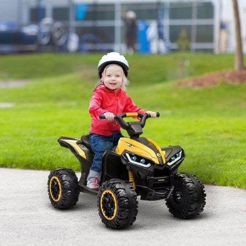 Rootz Kids Electric Quad - Ride on 4 Wheeler - Yellow + Black - LED Headlights - MP3 Player - 83cm x 53cm x 55.5cm